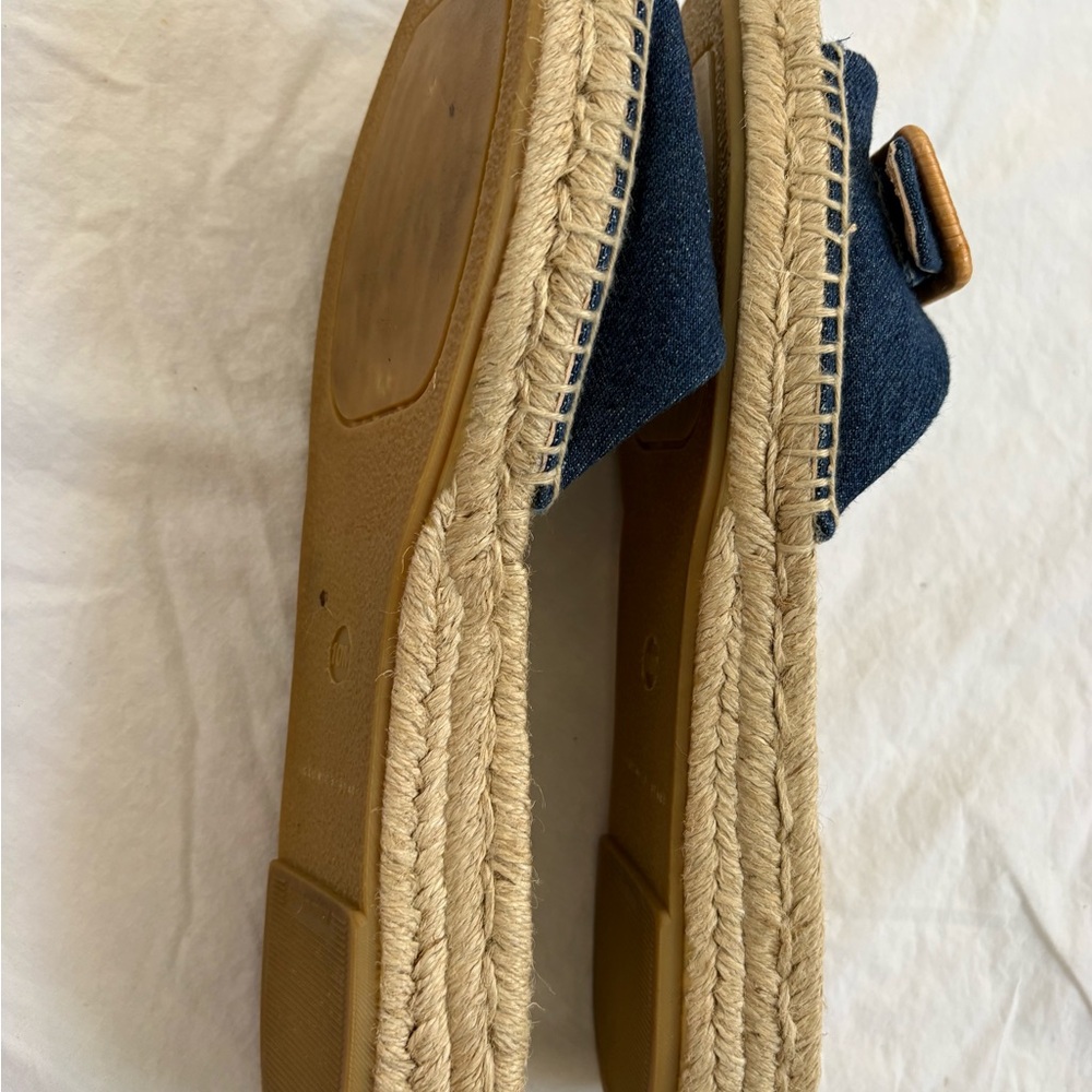 Veronica Beard Blue Denim Espadrille Slides with Buckle 10M - Picture 6 of 6